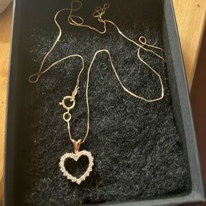 Gold diamond Heart Pendant Necklace